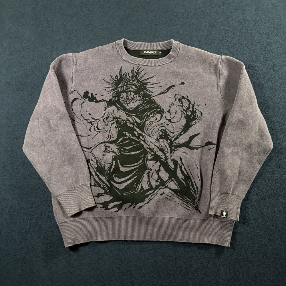 SHIHIKO Jujutsu Kaisen Choso Knit Sweater Mens M Purple Anime Graphic Heavy Y2K